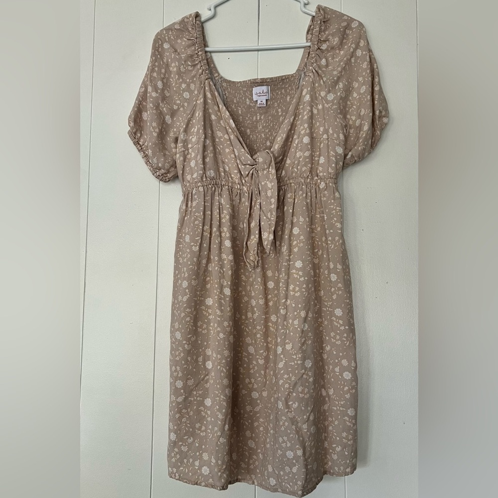 Isabel Maternity by Ingrid & Isabel Beige Floral Tie-Front Mini Dress